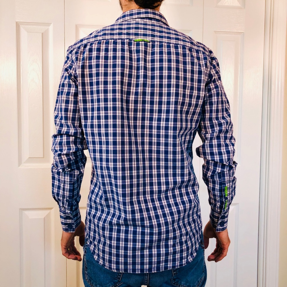 Superdry Blue Check Long Sleeve Washbasket Shirt S - Picture 3 of 8